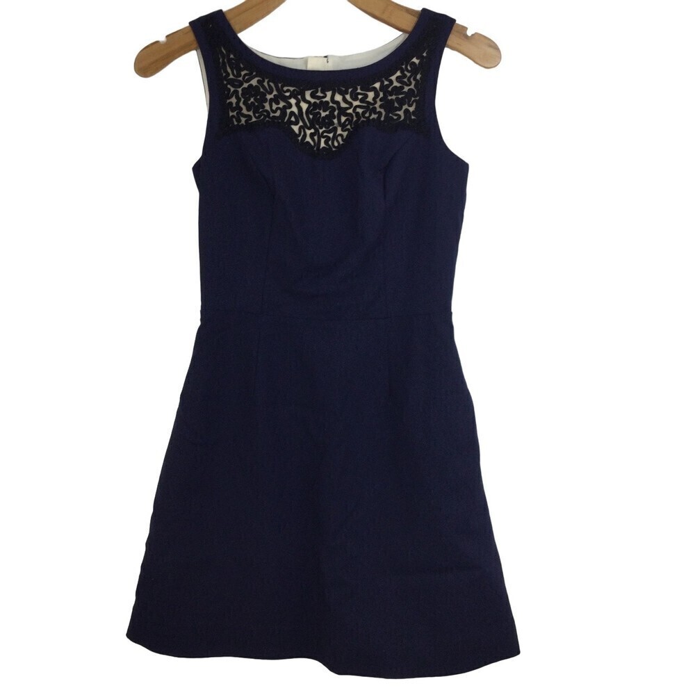 Lilly Pulitzer Womens Emmy Soutache A-Line Fit & Flare Dress Navy Blue Size 0